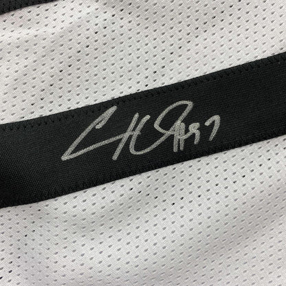 Framed Autographed/Signed Cameron Heyward 35x39 Pittsburgh White Football Jersey Beckett BAS COA