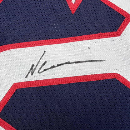 Framed Autographed/Signed Nico Collins 35x39 Houston Blue Current Football Jersey JSA COA