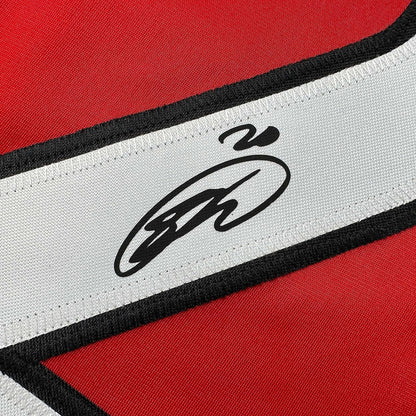 Framed Facsimile Autographed Sebastian Aho 35x39 Carolina Red Reprint Laser Auto Hockey Jersey