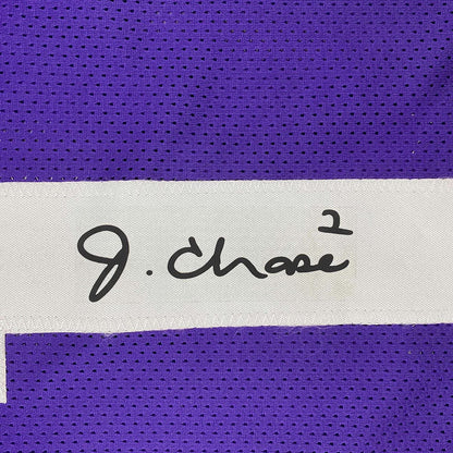 Framed Facsimile Autographed Ja'Marr 35x39 Chase LSU Purple Reprint Laser Auto College Football Jersey