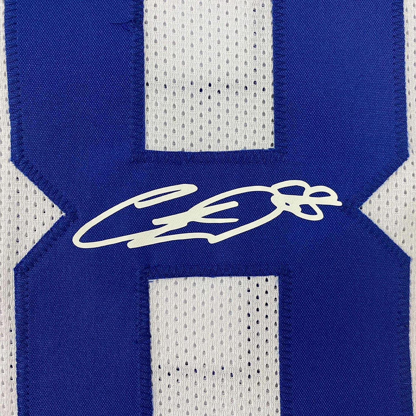 Framed Facsimile Autographed CeeDee Lamb 35x39 Dallas White Reprint Laser Auto Football Jersey Size Men's XL