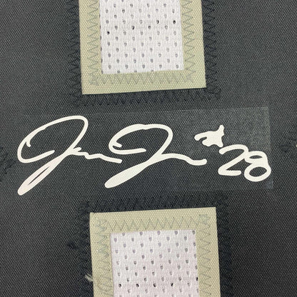 Framed Facsimile Autographed Josh Jacobs 35x39 Oakland Las Vegas White Reprint Laser Auto Football Jersey