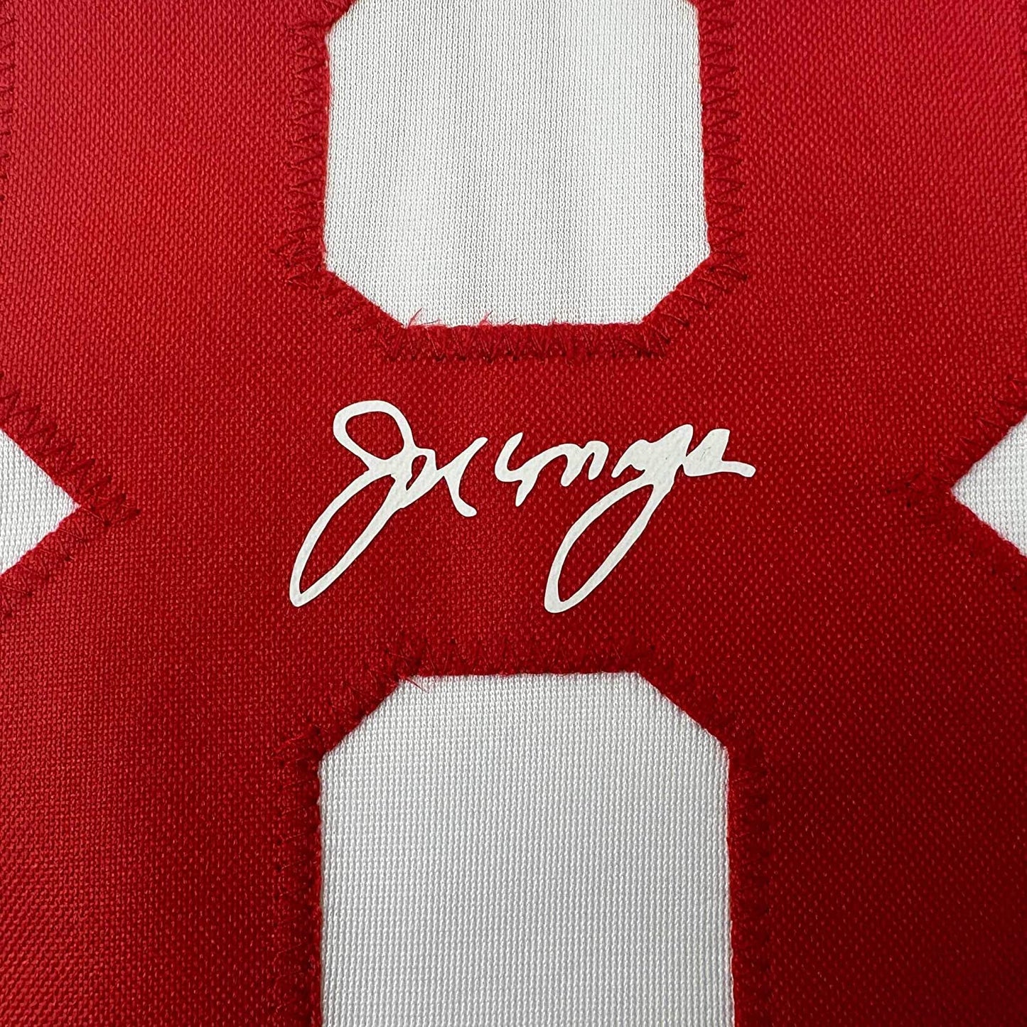 Framed Facsimile Autographed Joe Morgan 35x39 Cincinnati White Reprint Laser Auto Baseball Jersey