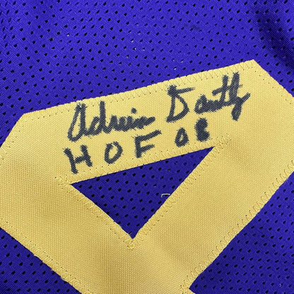 Framed Autographed/Signed Adrian Dantley 35x39 HOF 2008 Utah Purple Basketball Jersey Beckett BAS COA