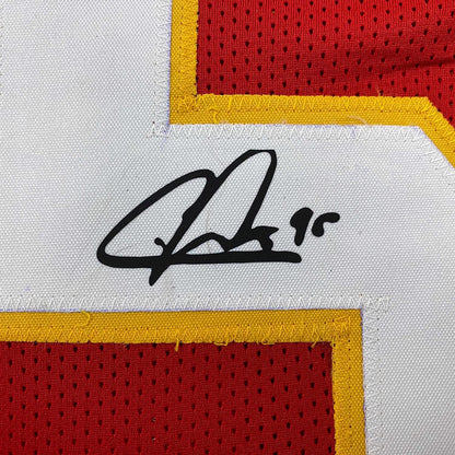Framed Facsimile Autographed Chris Jones 35x39 Kansas City Red Reprint Laser Auto Football Jersey