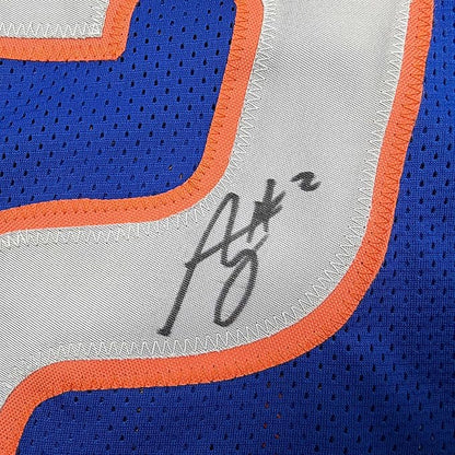Framed Autographed/Signed Ashton Jeanty 35x39 Boise State Blue College Football Jersey Beckett BAS COA