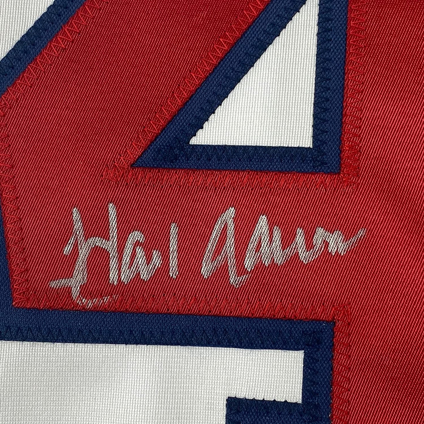 Framed Autographed/Signed Hank Henry Aaron 35x39 Atlanta White Baseball Jersey JSA COA/LOA