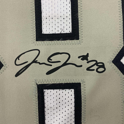 Framed Facsimile Autographed Josh Jacobs 35x39 Oakland Las Vegas Color Rush White Reprint Laser Auto Football Jersey