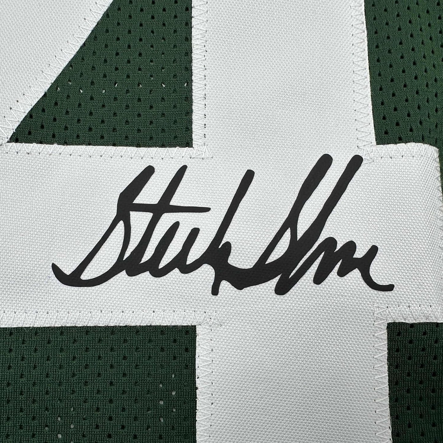 Framed Facsimile Autographed Sterling Sharpe 35x39 Green Bay Green Reprint Laser Auto Football Jersey