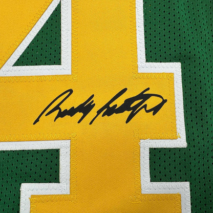 Framed Facsimile Autographed Rudy Ruettiger 35x39 Notre Dame Green Reprint Laser Auto College Football Jersey