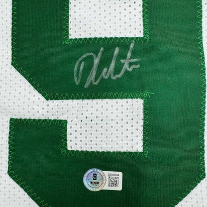 Framed Autographed/Signed Derrick White 35x39 Boston White Basketball Jersey Beckett BAS COA