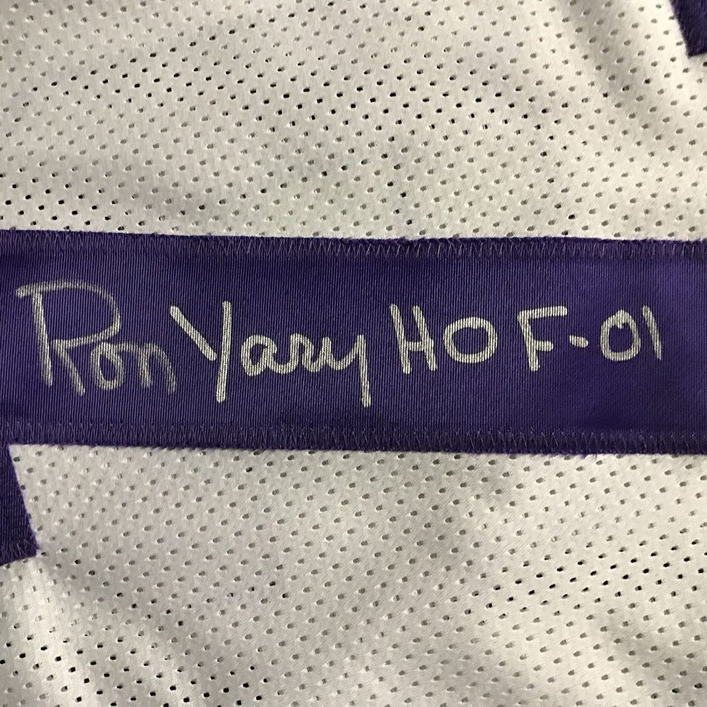 Autographed/Signed Ron Yary"HOF 01" Minnesota White Football Jersey JSA COA