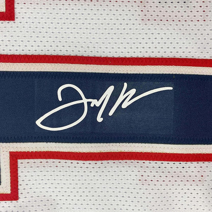 Framed Facsimile Autographed Julian Edelman 35x39 New England White Reprint Laser Auto Football Jersey