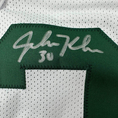 Framed Autographed/Signed John Kuhn 35x39 Green Bay White Football Jersey PSA/DNA COA