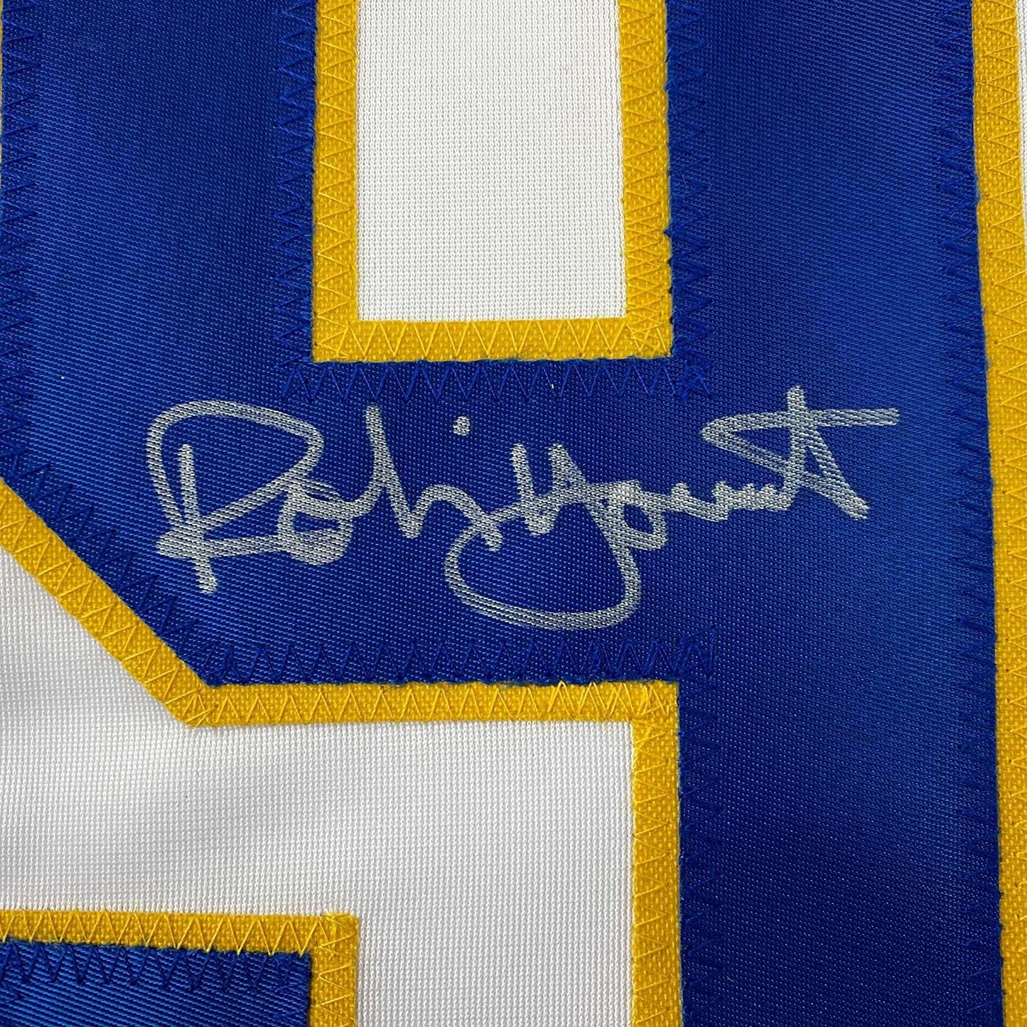 Framed Autographed/Signed Robin Yount 35x39 Milwaukee White Baseball Jersey JSA COA