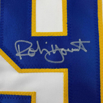 Framed Autographed/Signed Robin Yount 35x39 Milwaukee White Baseball Jersey JSA COA