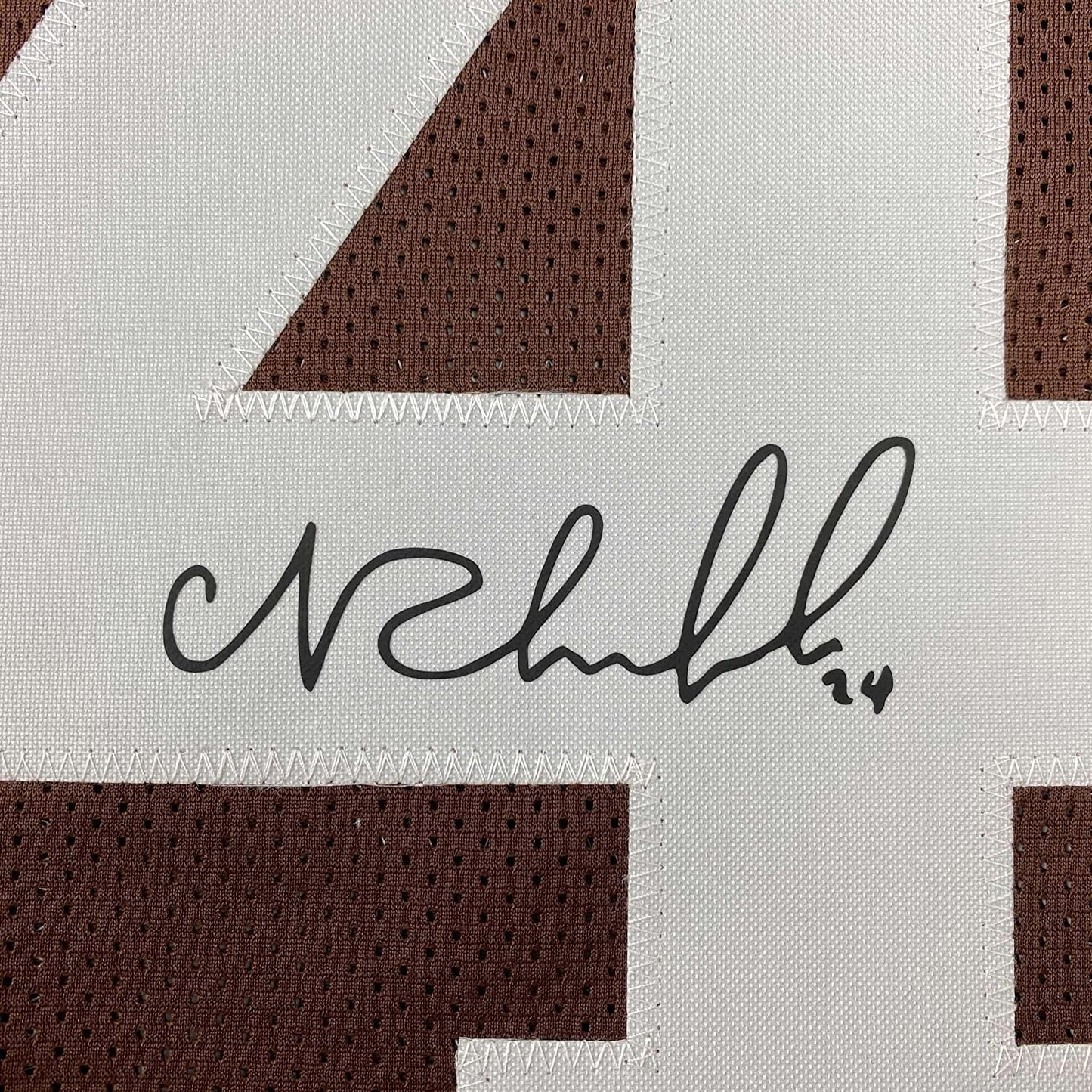 Framed Facsimile Autographed Nick Chubb 35x39 Cleveland Brown Reprint Laser Auto Football Jersey