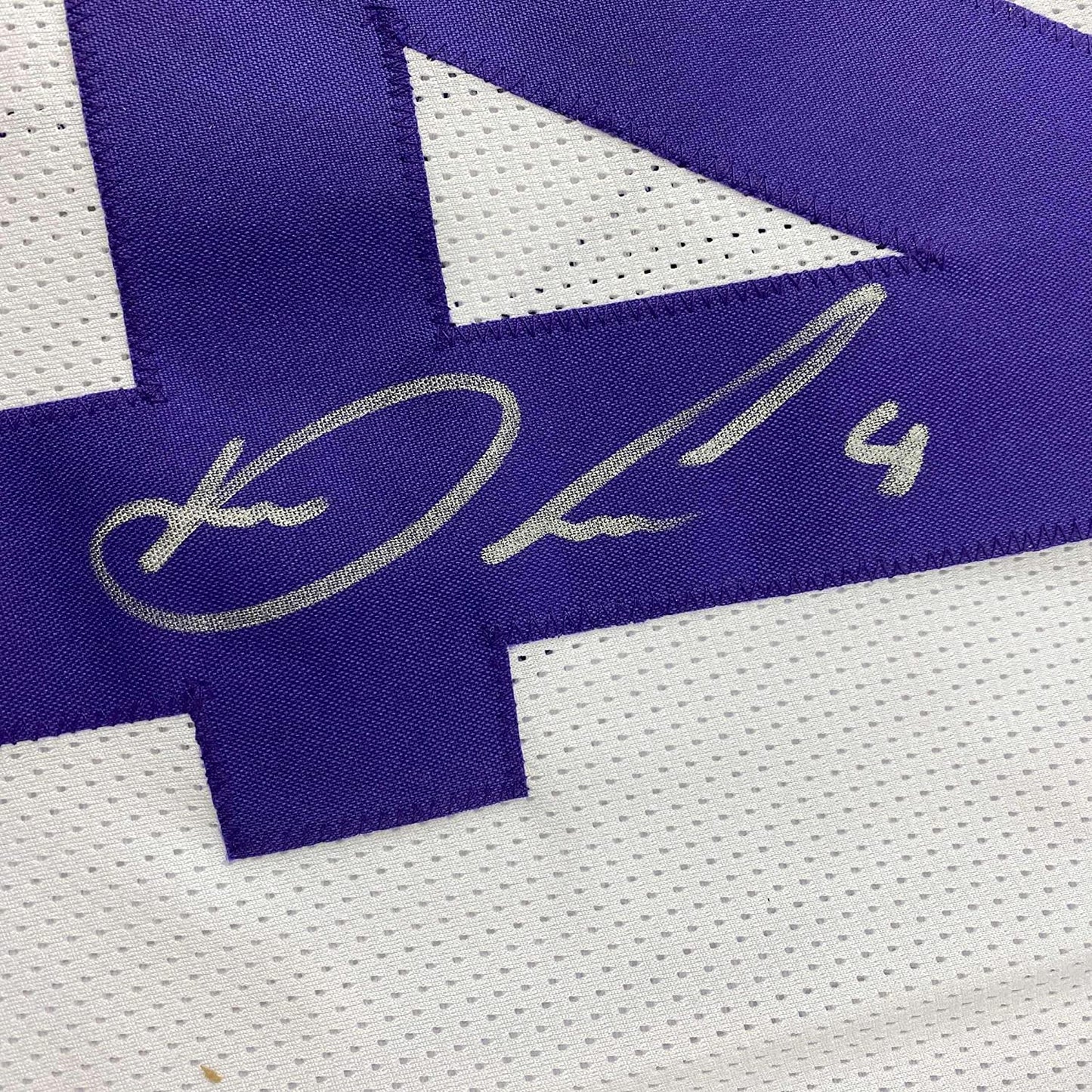 Framed Autographed/Signed Dalvin Cook #4 35x39 Minnesota White Football Jersey Beckett BAS COA