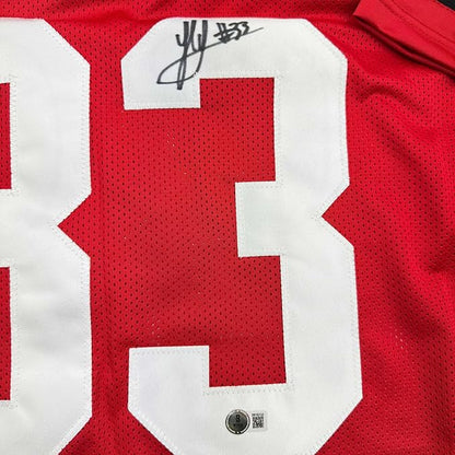 Framed Autographed/Signed Jack Sawyer 35x39 Ohio State Red College Football Jersey Beckett BAS COA