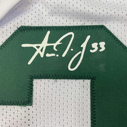 Framed Facsimile Autographed Aaron Jones 35x39 Green Bay White Reprint Laser Auto Football Jersey