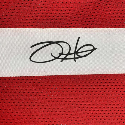 Framed Facsimile Autographed Jalen Hurts 35x39 Oklahoma Red Reprint Laser Auto College Football Jersey