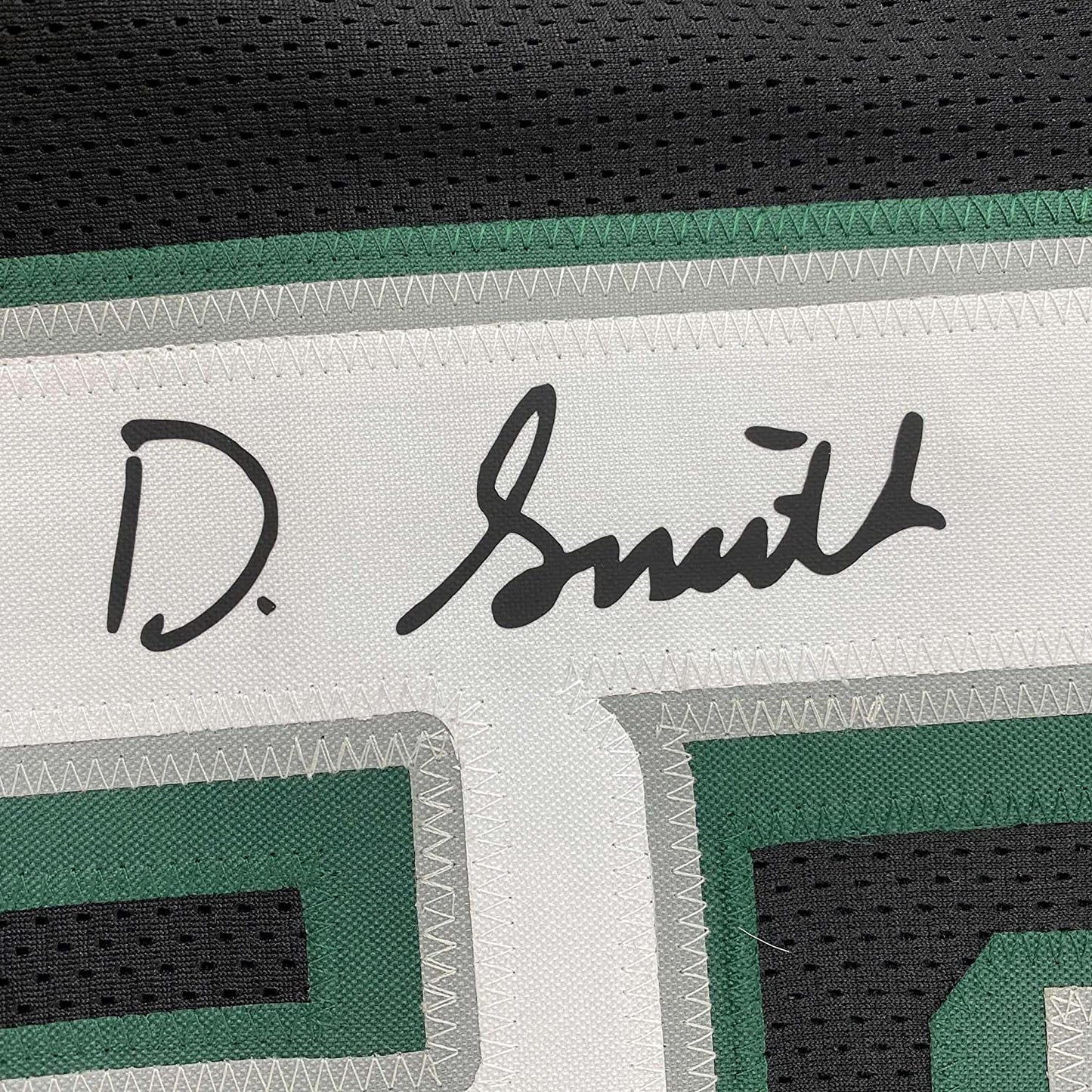 Framed Facsimile Autographed DeVonta Smith 35x39 Philadelphia Black Reprint Laser Auto Football Jersey