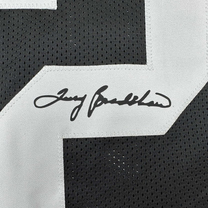 Framed Facsimile Autographed Terry Bradshaw 35x39 Pittsburgh Black Reprint Laser Auto Football Jersey