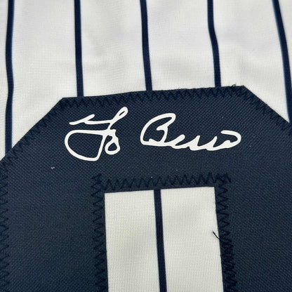Facsimile Autographed Yogi Berra New York Pinstripe Reprint Laser Auto Baseball Jersey Size Men's XL