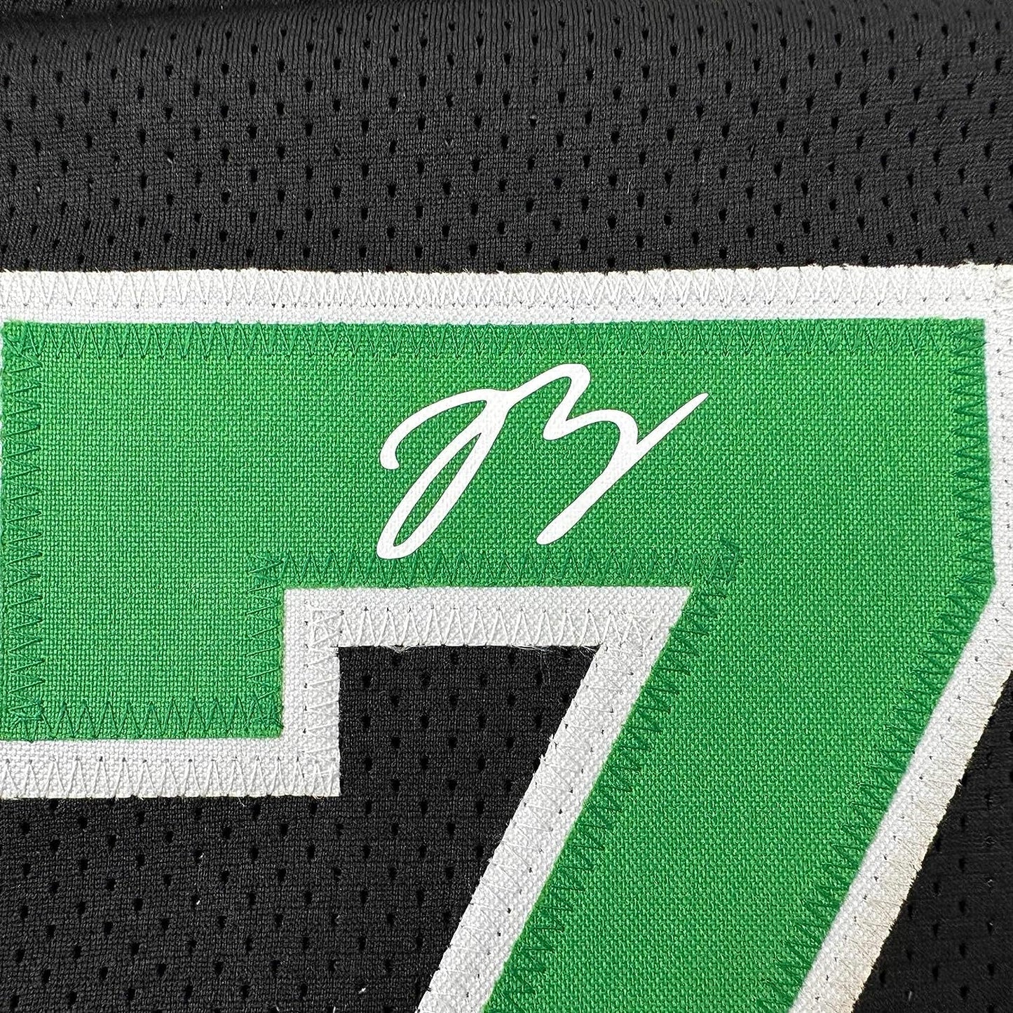 Framed Facsimile Autographed Jaylen Brown 35x39 Boston Black Reprint Laser Auto Basketball Jersey