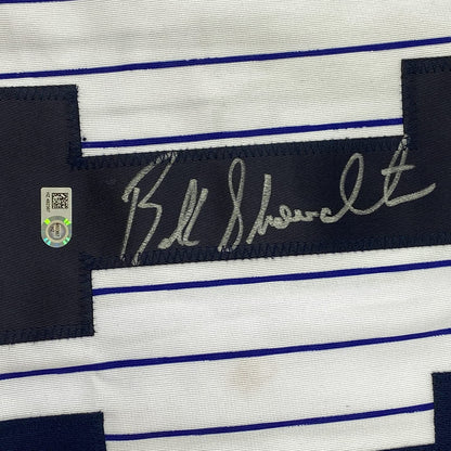 Framed Autographed/Signed Buck Showalter 35x39 New York Pinstripe Baseball Jersey MLB COA