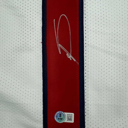 Framed Autographed/Signed Stefon Diggs 35x39 Houston White Football Jersey Beckett BAS COA