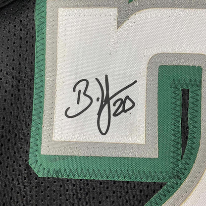 Framed Facsimile Autographed Brian Dawkins 35x39 Philadelphia Black Reprint Laser Auto Football Jersey