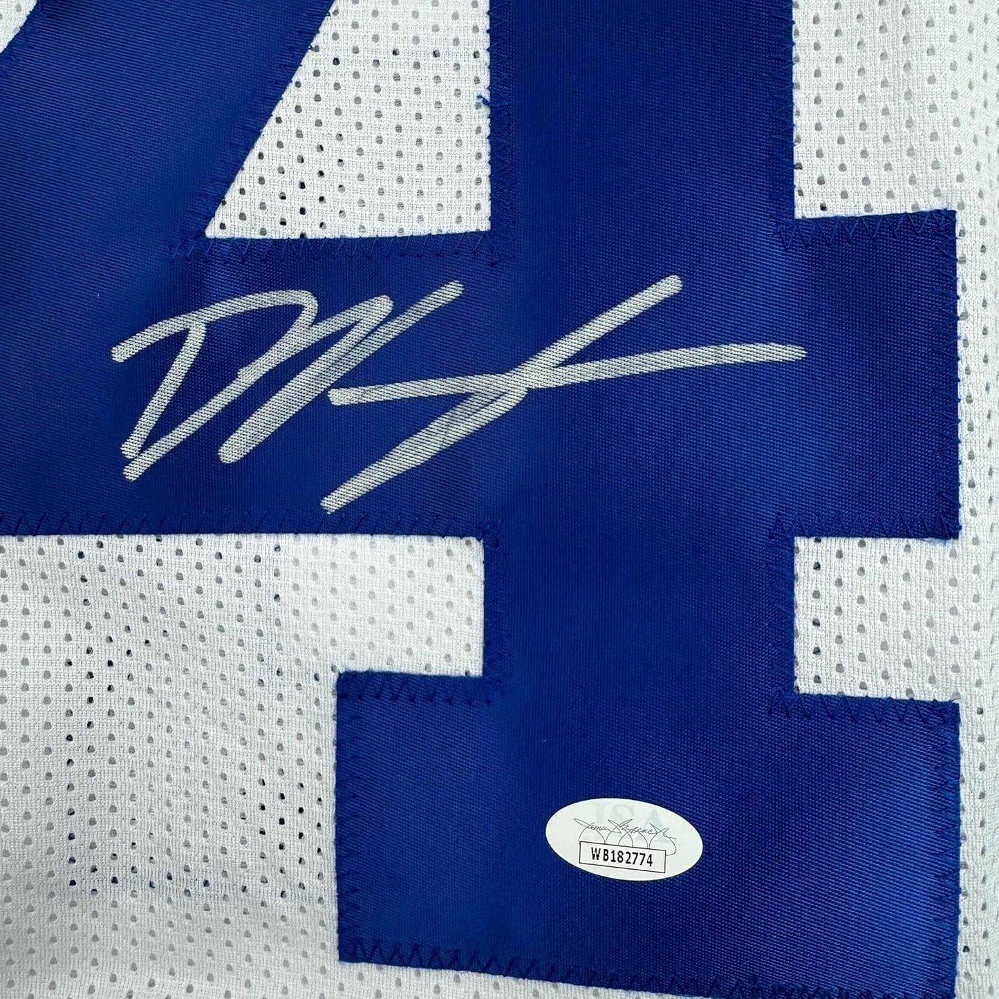 Framed Autographed/Signed Deuce Vaughn 35x39 Dallas White Football Jersey JSA COA