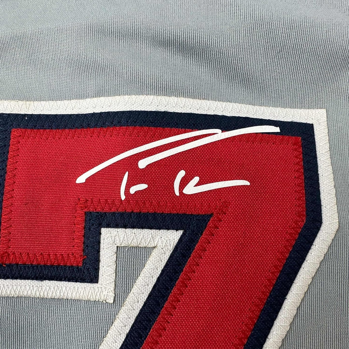 Framed Facsimile Autographed Trea Turner 35x39 Washington Grey Reprint Laser Auto Baseball Jersey