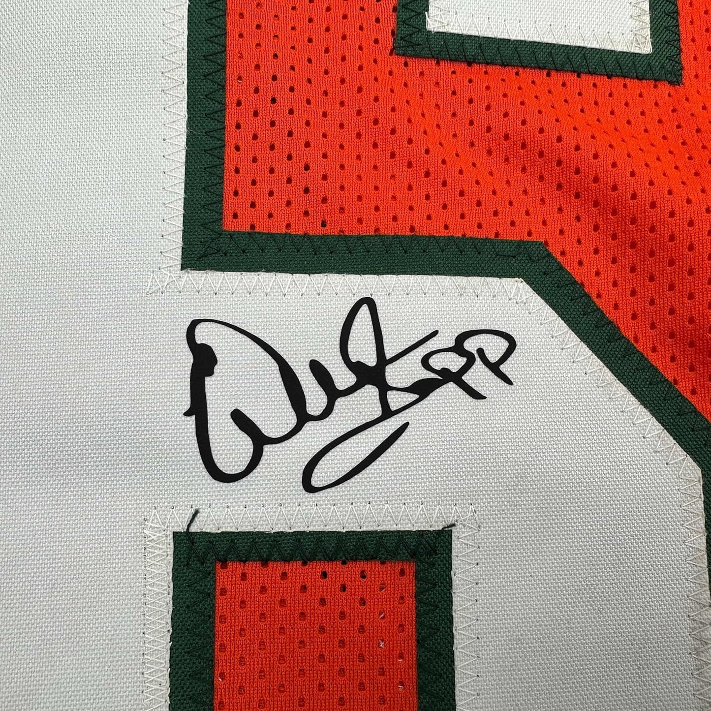 Framed Facsimile Autographed Warren Sapp 35x39 Miami Orange Reprint Laser Auto College Football Jersey
