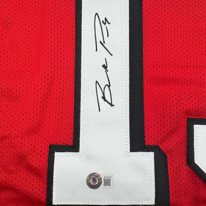 Framed Autographed/Signed Brock Purdy 35x39 San Francisco Red Alternate Football Jersey Beckett BAS COA