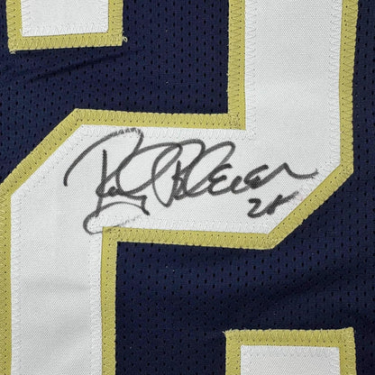 Framed Autographed/Signed Rocky Bleier 35x39 Notre Dame Blue College Football Jersey JSA COA