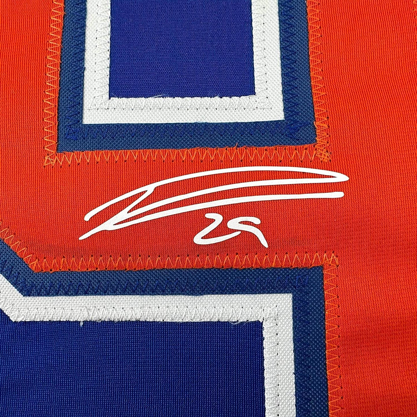 Framed Facsimile Autographed Leon Draisaitl 35x39 Edmonton Blue Reprint Laser Auto Hockey Jersey