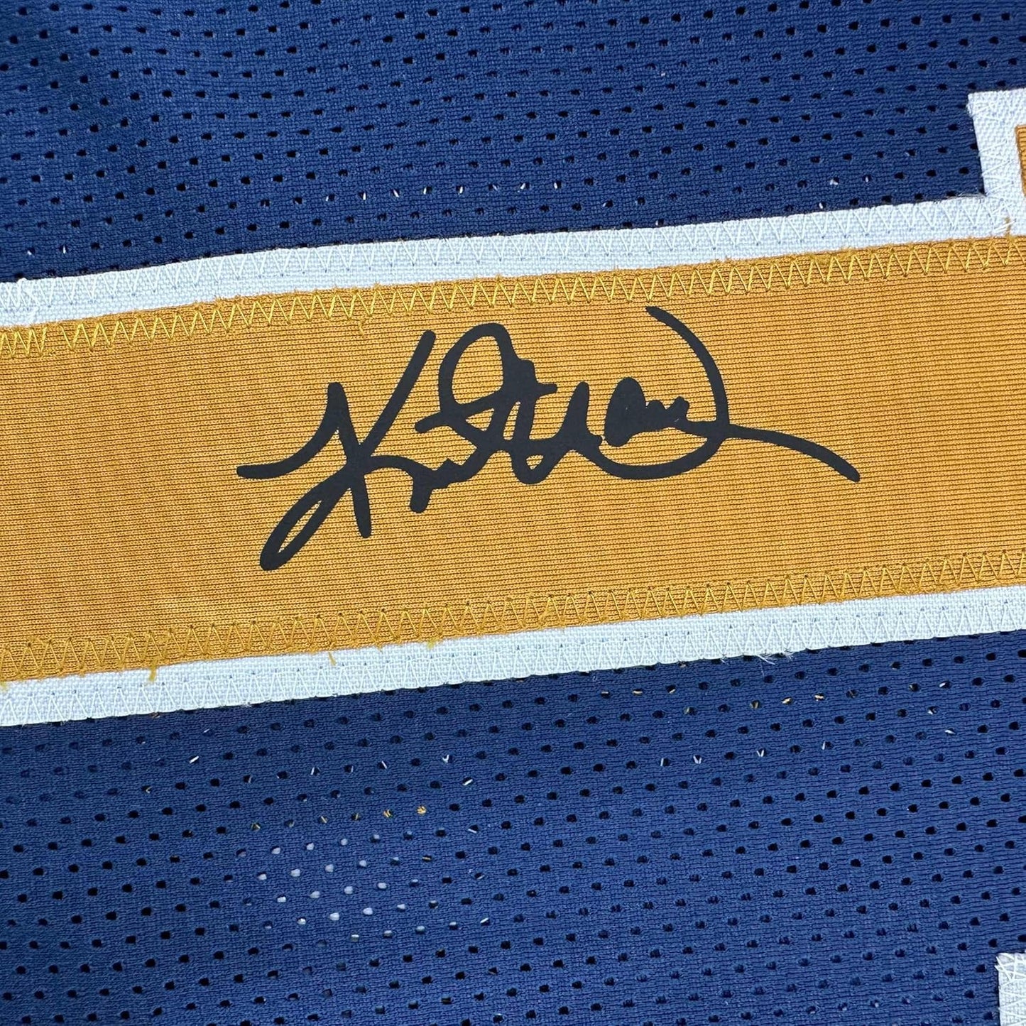 Framed Facsimile Autographed Kurt Warner 35x39 St. Louis Navy Blue Reprint Laser Auto Football Jersey