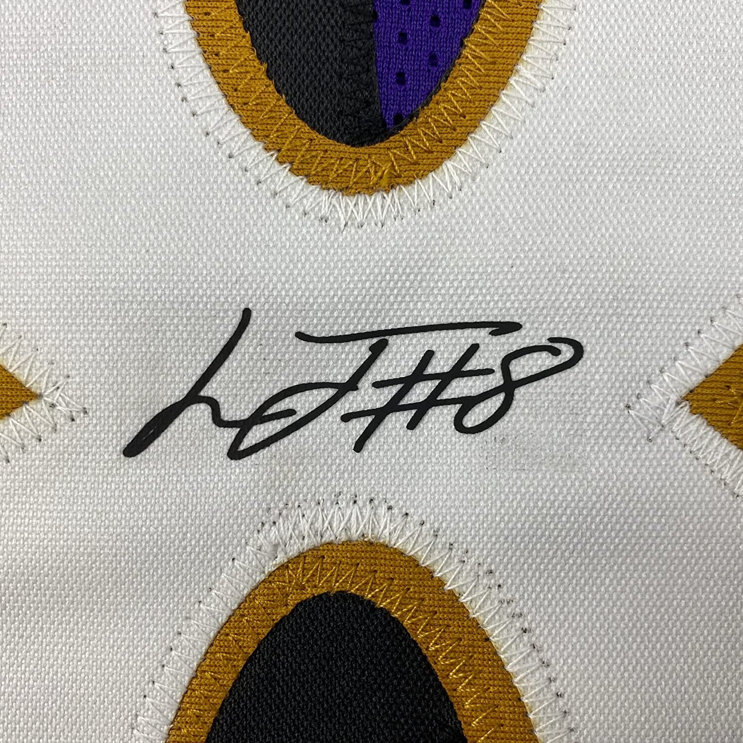 Framed Facsimile Autographed Lamar Jackson 35x39 Baltimore Purple Reprint Laser Auto Football Jersey Size Men's XL