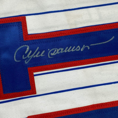 Framed Autographed/Signed Andre Dawson 35x39 Montreal Pinstripe Baseball Jersey JSA COA