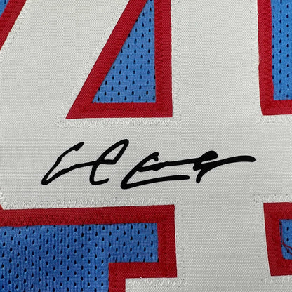 Framed Facsimile Autographed Earl Campbell 35x39 Houston Blue Reprint Laser Auto Football Jersey