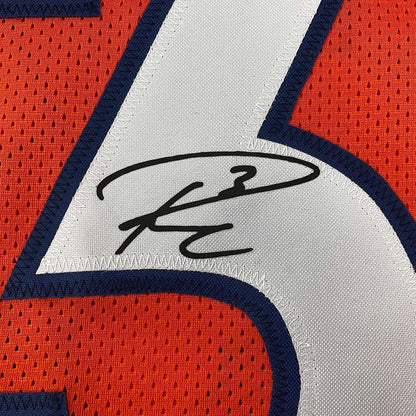 Framed Facsimile Autographed Russell Wilson 35x39 Denver Orange Reprint Laser Auto Football Jersey
