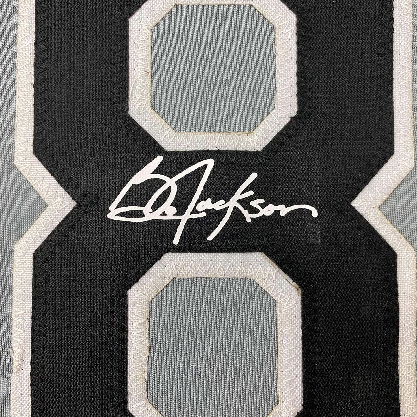Framed Facsimile Autographed Bo Jackson 35x39 Chicago Grey Reprint Laser Auto Baseball Jersey