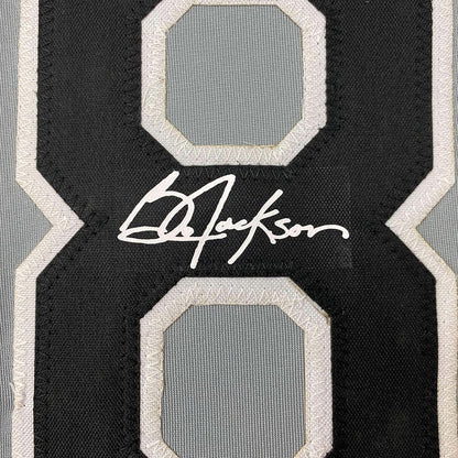 Framed Facsimile Autographed Bo Jackson 35x39 Chicago Grey Reprint Laser Auto Baseball Jersey
