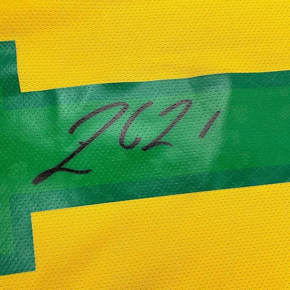 Framed Autographed/Signed Rodrygo Silva de Goes 35x39 Brazil Yellow Soccer World Cup Jersey Beckett BAS COA