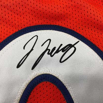 Framed Facsimile Autographed Jerry Jeudy 35x39 Denver Orange Reprint Laser Auto Football Jersey