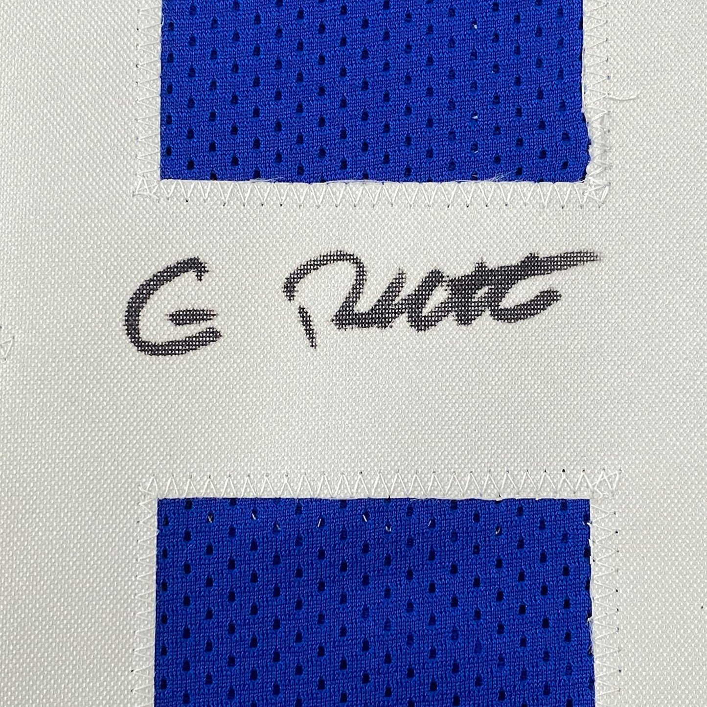 Framed Autographed/Signed Gary Brackett 35x39 Indianapolis Blue Football Jersey JSA COA