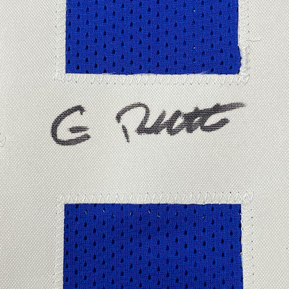 Framed Autographed/Signed Gary Brackett 35x39 Indianapolis Blue Football Jersey JSA COA