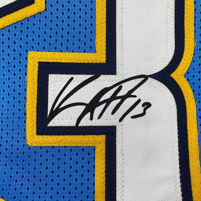 Framed Facsimile Autographed Keenan Allen 35x39 Los Angeles LA Powder Blue Reprint Laser Auto Football Jersey